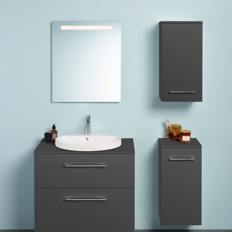 Geberit Selnova - mobilier de baie în culoare lava, cu mâner de sprijin Geberit Selnova - mobilier de baie în culoare lava, cu mâner de sprijin