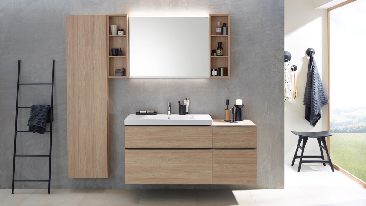 Lavoar cu mobilier de baie din seria de baie Geberit iCon Lavoar cu mobilier de baie din seria de baie Geberit iCon