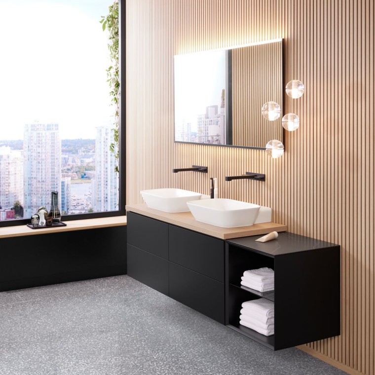 Oglindă Geberit Option Plus cu lavoar Geberit ONE şi mobilier pentru lavoar Oglindă Geberit Option Plus cu lavoar Geberit ONE şi mobilier pentru lavoar