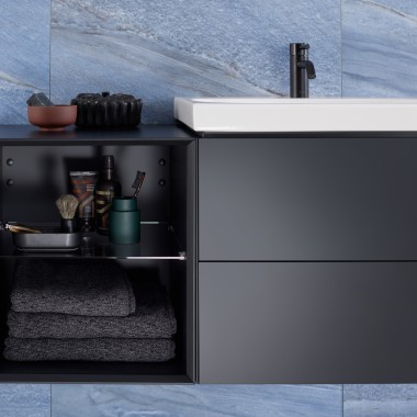 Dulap de lavoar Geberit ONE cu element lateral deschis Dulap de lavoar Geberit ONE cu element lateral deschis