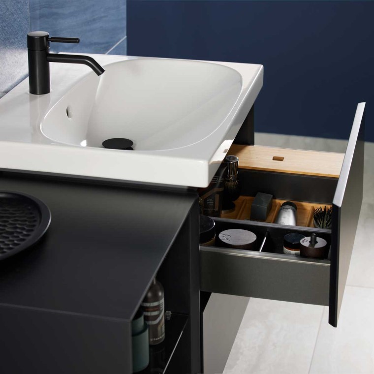 Lavoar Mix & Match Geberit Acanto cu mobilier pentru lavoar Geberit ONE fără decupaj pentru sifon Lavoar Mix & Match Geberit Acanto cu mobilier pentru lavoar Geberit ONE fără decupaj pentru sifon