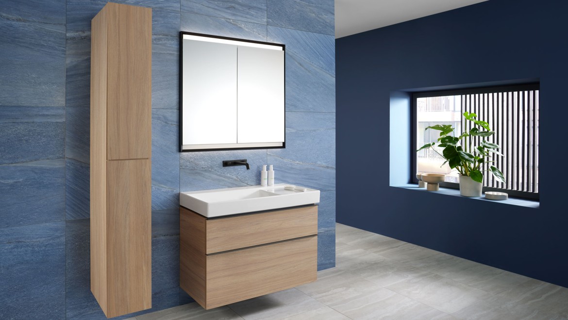 Lavoar Geberit ONE Mix & Match cu corp de mobilier şi mobilier înalt Geberit iCon Lavoar Geberit ONE Mix & Match cu corp de mobilier şi mobilier înalt Geberit iCon