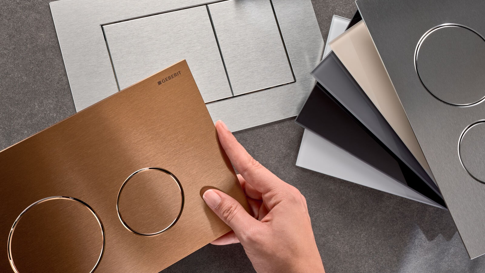 Geberit Sigma40 clapete de acționare a spălării în diferite suprafețe și forme de buton