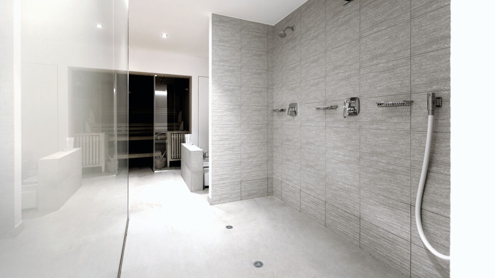 Grup sanitar semipublic cu sifon de pardoseală pentru duş Geberit din vinil (PVC) Grup sanitar semipublic cu sifon de pardoseală pentru duş Geberit din vinil (PVC)