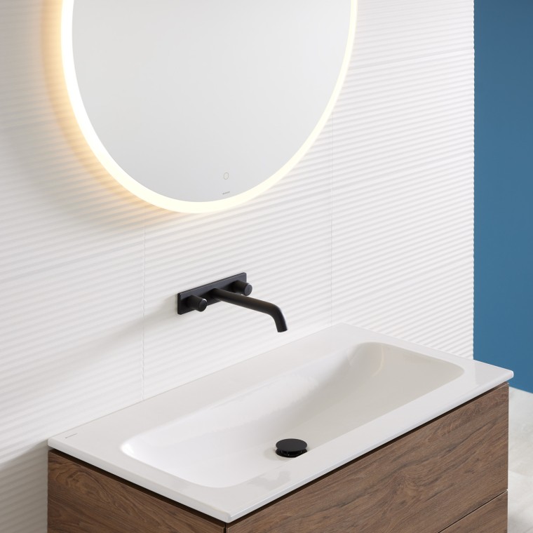 Lavoar de baie Mix & Match Geberit iCon cu mobilier pentru lavoar Geberit ONE Lavoar de baie Mix & Match Geberit iCon cu mobilier pentru lavoar Geberit ONE