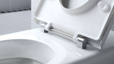 WC Geberit Selnova Comfort cu bară de balamale din oțel inoxidabil