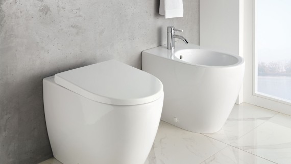 Combinaţia de vas WC Geberit iCon WC şi bideu pe pardoseală Combinaţia de vas WC Geberit iCon WC şi bideu pe pardoseală