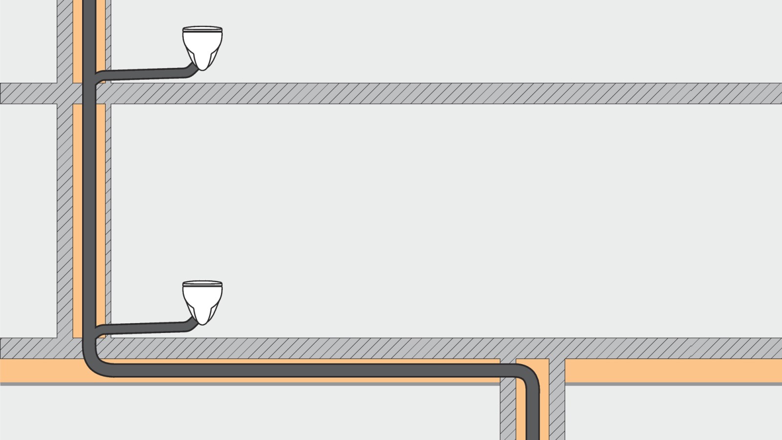Sistemele de drenaj care utilizează Geberit SuperTube necesită mai puțin spațiu și oferă mai multă libertate în planificare.