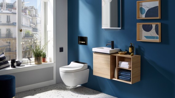 WC pentru oaspeți Geberit iCon cu lavoar mic și dulap WC pentru oaspeți Geberit iCon cu lavoar mic și dulap