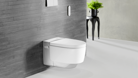 Geberit AquaClean Mera Comfort în crom cu telecomandă Sigma70 Geberit AquaClean Mera Comfort în crom cu telecomandă Sigma70