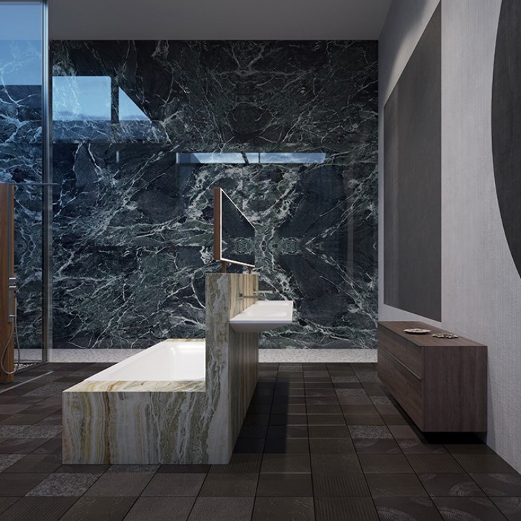 Cada de baie Geberit Tawa și colecția de baie Geberit ONE asigură un aspect general coerent (©Bloomrealities/HTA für H.O.M.E. Haus 2022)