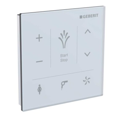 Panoul de control alb montat pe perete pentru vasul wc cu funcție de bideu AquaClean Mera Panoul de control alb montat pe perete pentru vasul wc cu funcție de bideu AquaClean Mera