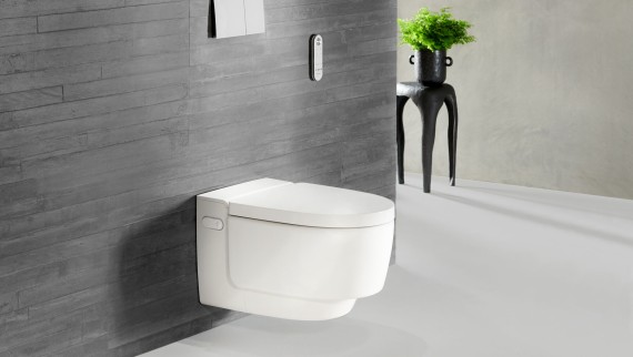 Geberit AquaClean Mera în alb cu telecomandă Sigma70