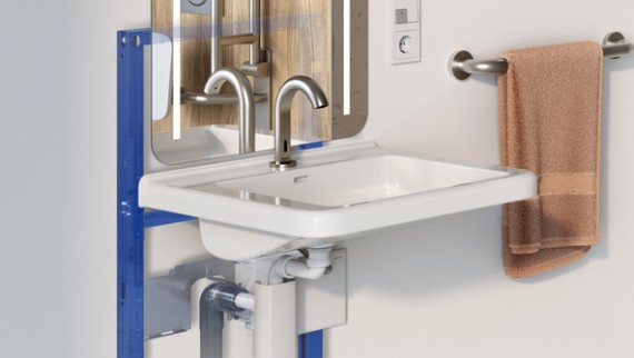 Sistem de lavoar Geberit din gama de produse Standard pentru camere sanitare fără bariere