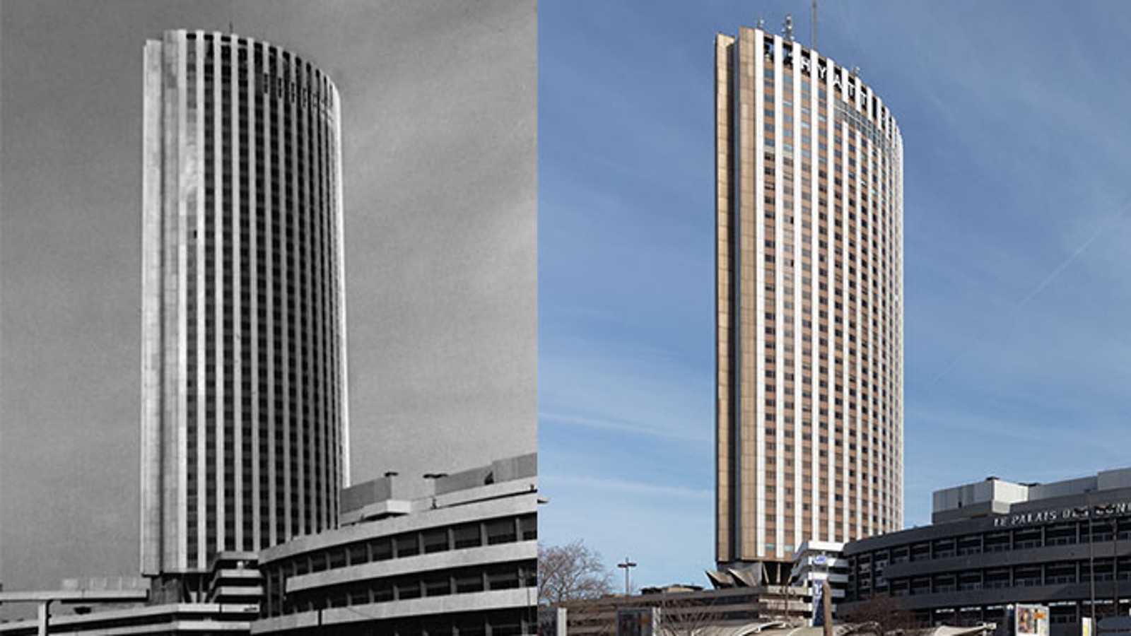 Exteriorul complexului hotelier cu aspect de beton nu s-a schimbat aproape deloc până în prezent. (© Daniel Osso) Exteriorul complexului hotelier cu aspect de beton nu s-a schimbat aproape deloc până în prezent. (© Daniel Osso)