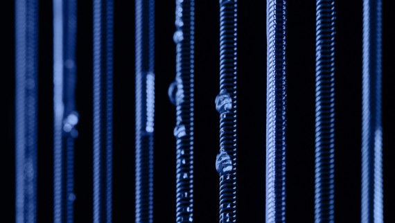 Picăturile de apă alunecă de-a lungul unor arcuri tensionate (© Joan Minder)