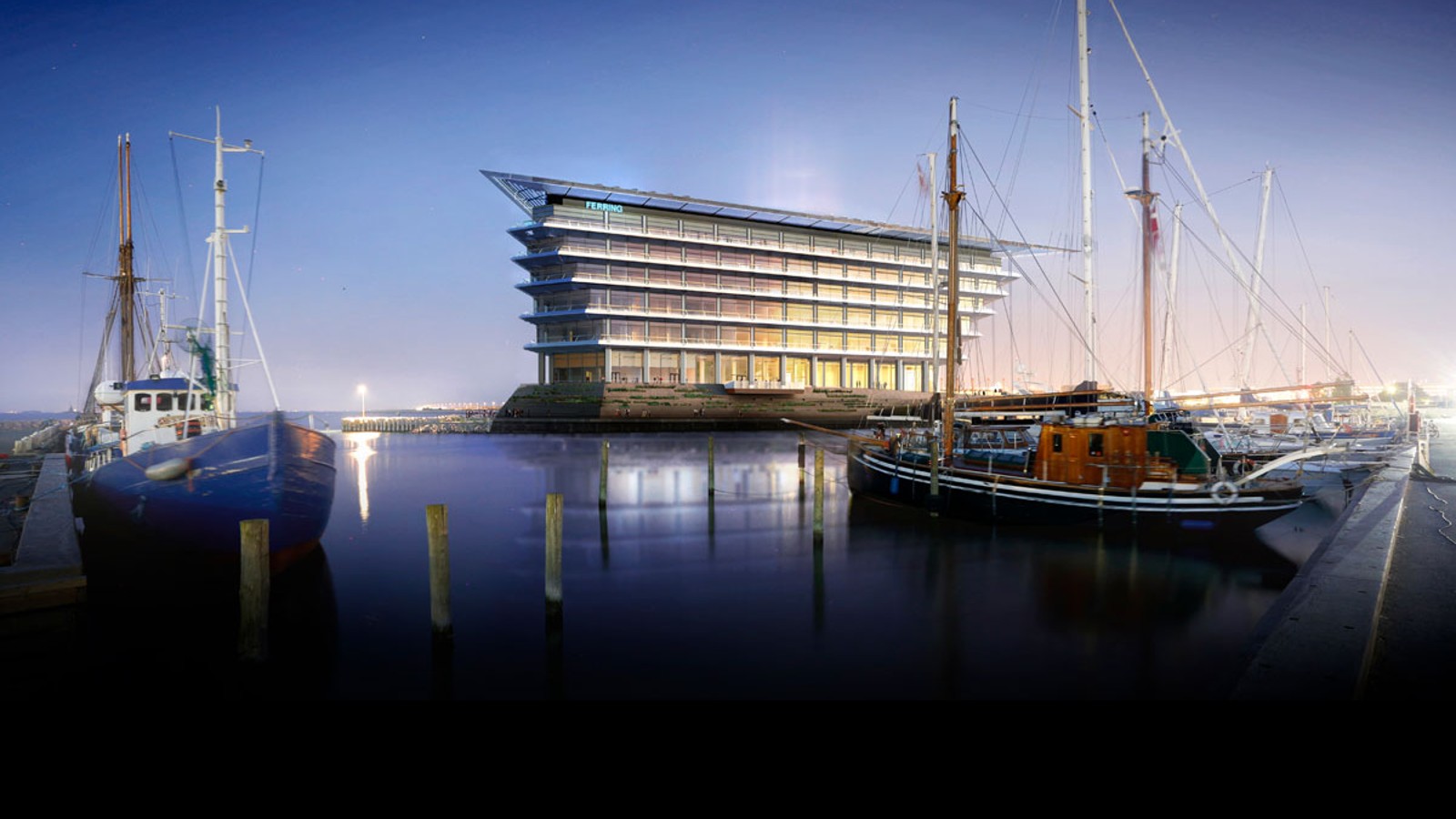 Cu o priveliște minunată la poarta de navigație Öresund, între Kopenhagen și Malmö: noul sediu al Ferring Pharmaceuticals (©Foster&Partners)