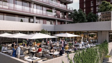 Terasele de pe acoperiș și gastronomia fac parte din ofertă.(© Soravia) Terasele de pe acoperiș și gastronomia fac parte din ofertă.(© Soravia)