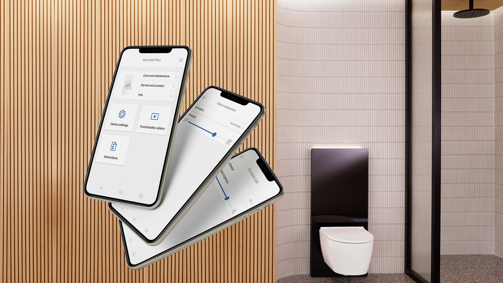Geberit Home – pentru setarea noului modul sanitar Geberit Monolith Plus (© Geberit) Geberit Home – pentru setarea noului modul sanitar Geberit Monolith Plus (© Geberit)