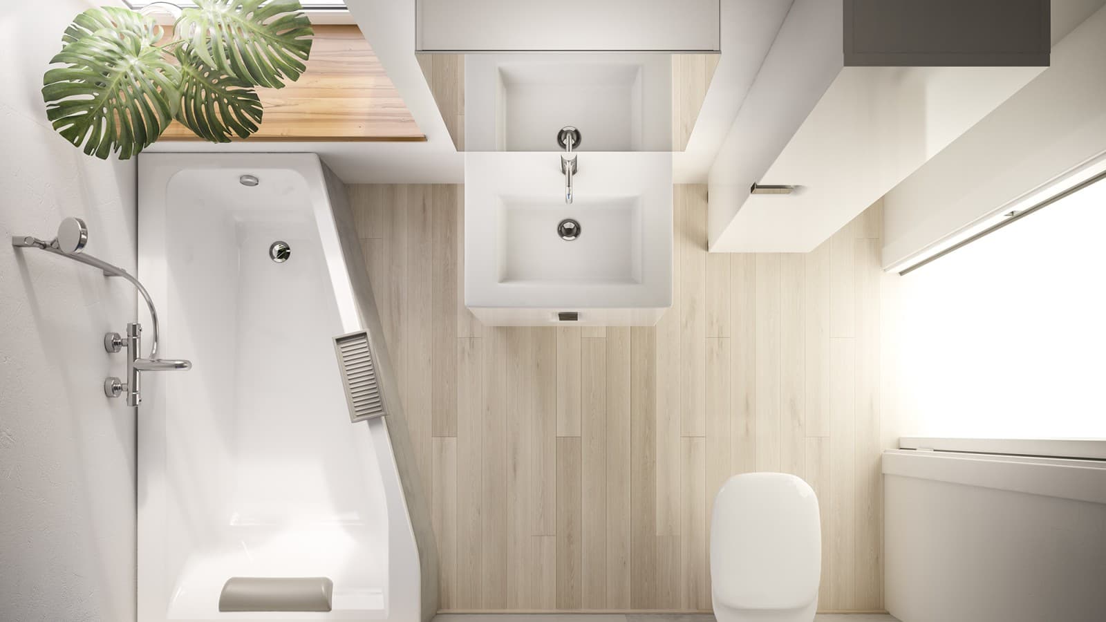 Baie cu plan de nivel mic Baie cu plan de nivel mic