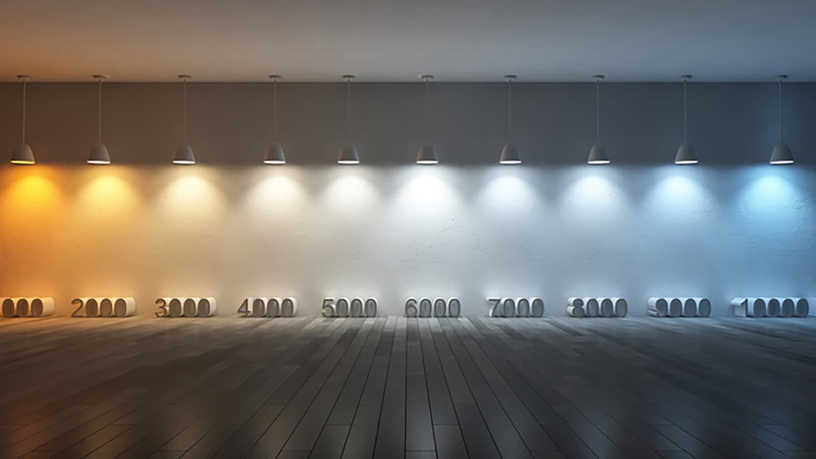 Ilustrație a temperaturii de culoare cu diferite valori kelvin (© iStock.com/SuriyaKK) Ilustrație a temperaturii de culoare cu diferite valori kelvin (© iStock.com/SuriyaKK)