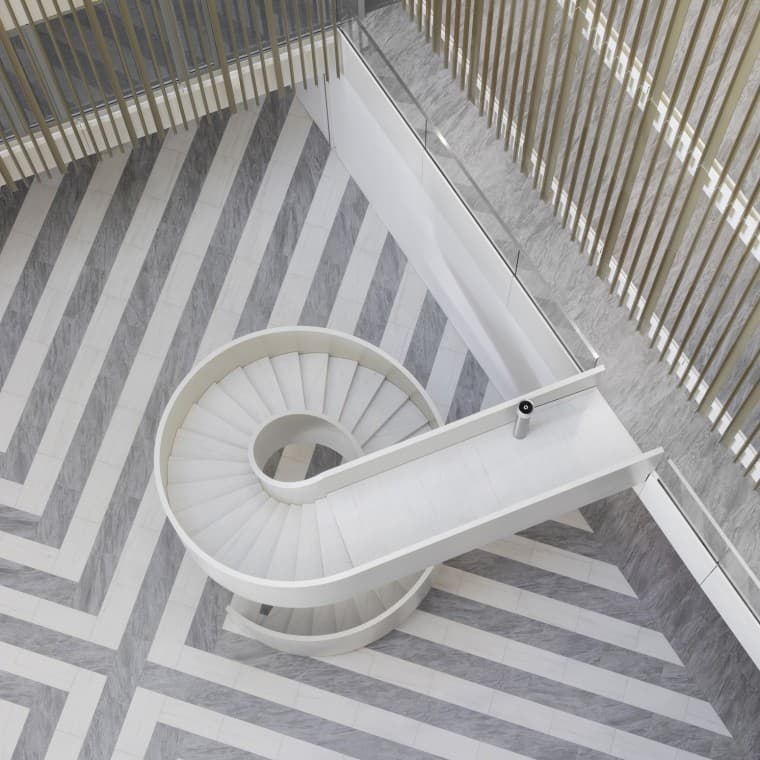 Atriumul central nu servește doar ca loc de întâlnire, ci și ca element cheie al sistemului de ventilație. (© Ana Skobe) Atriumul central nu servește doar ca loc de întâlnire, ci și ca element cheie al sistemului de ventilație. (© Ana Skobe)