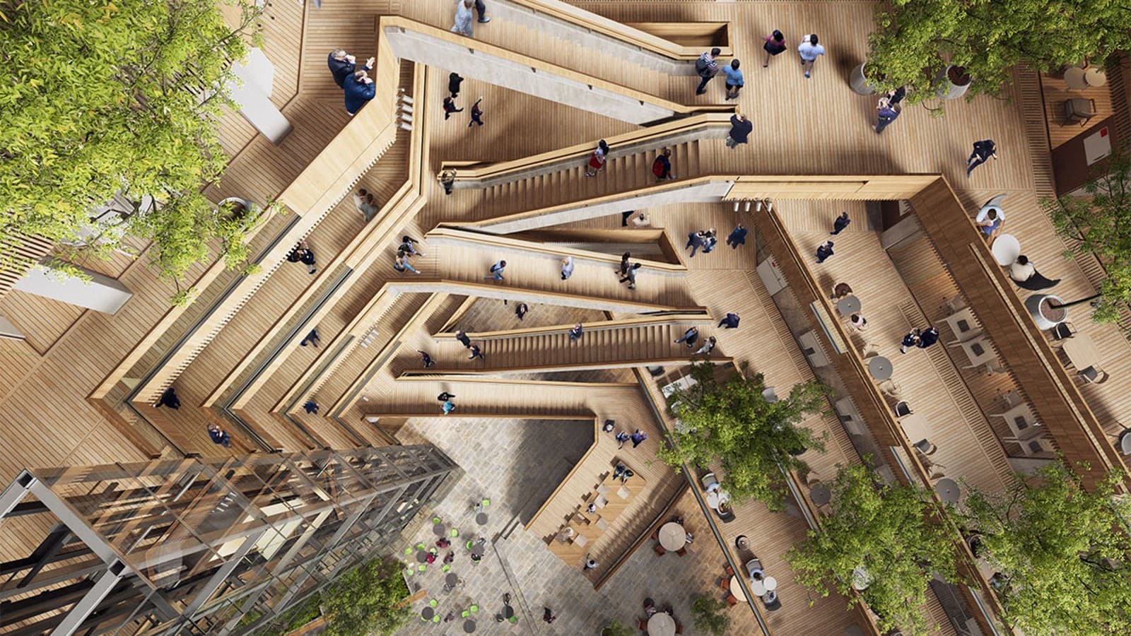 Inima noului sediu este atriumul, o curte interioară în jurul căreia scările și lifturile duc la etajele superioare (©Foster&Partners) Inima noului sediu este atriumul, o curte interioară în jurul căreia scările și lifturile duc la etajele superioare (©Foster&Partners)